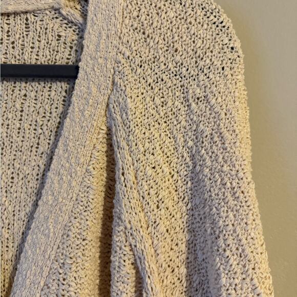Naturals D & Co Textured Open Knit Cream Cardigan Front Button Beachy Coastal - Picture 4 of 10